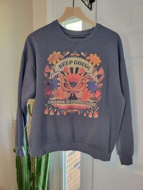 Natural Life Bohemian Inspired Oversized Fit Graphic Crew Neck, Size Womens Med